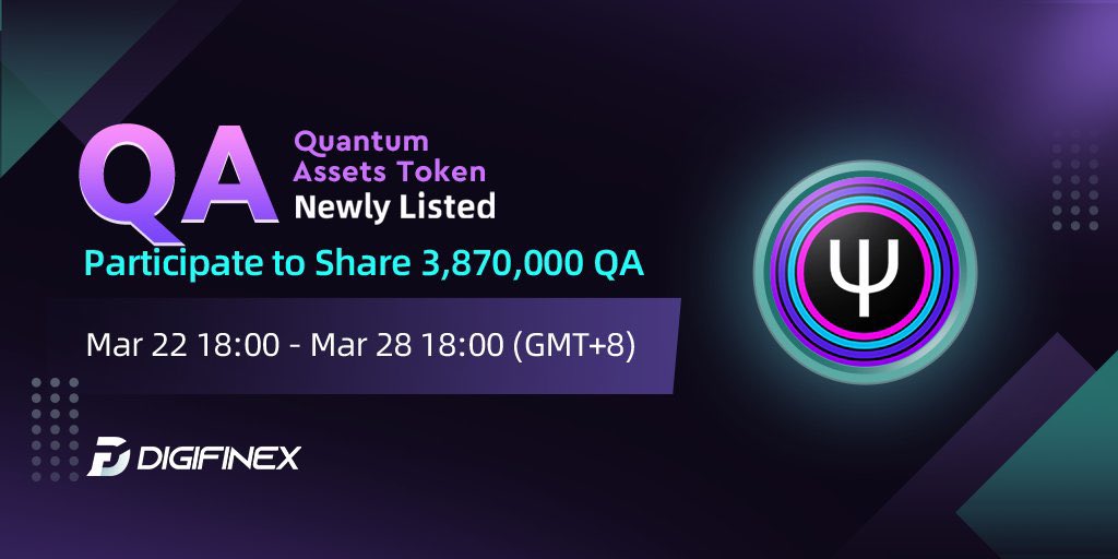<a href="/QuantumAssetsQA/">Quantum Assets (QA)</a> is about to launch on <a href="/DigiFinex/">DigiFinex Global</a>.. and they’re giving away nearly 4,000,000 QA!

This is the next big thing… don't miss out, trading goes public soon!😇

Details: reurl.cc/zMa540
Register: reurl.cc/44mQQK