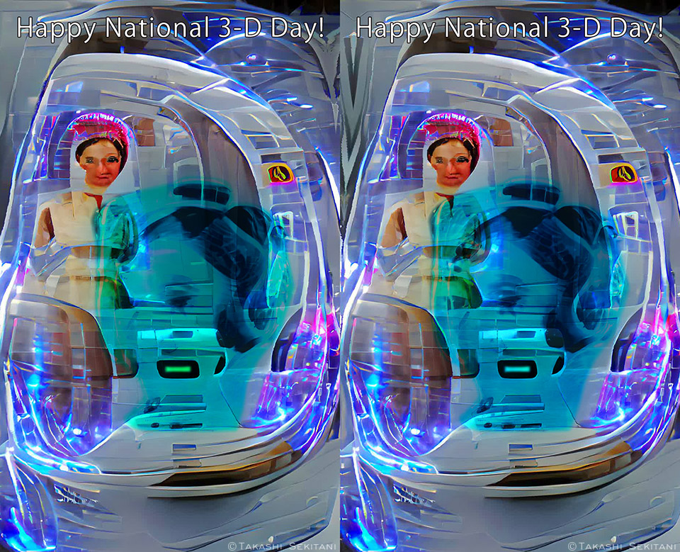 takashi_sekitan's tweet photo. Happy National 3-D Day!!  / Parallel-view #stereoscopic 
The image was made with some help by AI.
#立体視 (平行法) #hologram #aiartcommunity #AIArtwork #National3Dday https://t.co/zWzlwT61F9