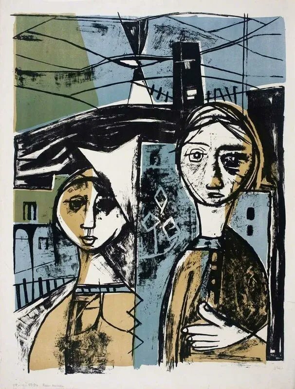 artistsofcolour's tweet photo. UNTITLED (TWO SISTERS), Ram Kumar, 1958 https://t.co/xvmFNRpcLY