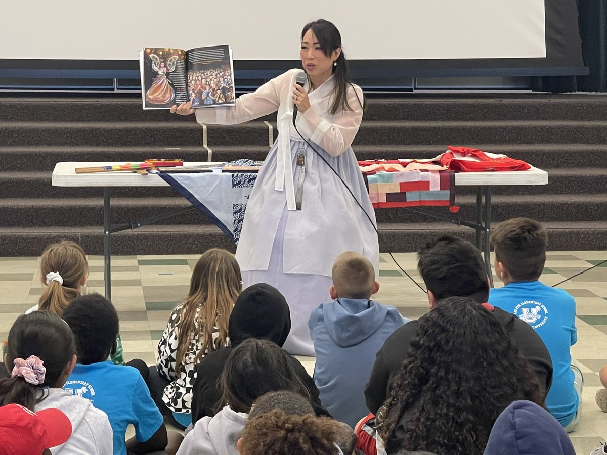 ChristinePaik's tweet photo. Thank you @ADL_SD for including my @GirlInGoldDress book on your recommended for ed list! I got to read to 4th/5th graders to reinforce #noplaceforhate lessons on identity and cultural differences that  @franhjalmarson and Principal McLaughlin have been leading. Such an honor! https://t.co/EEhsvam5Rb