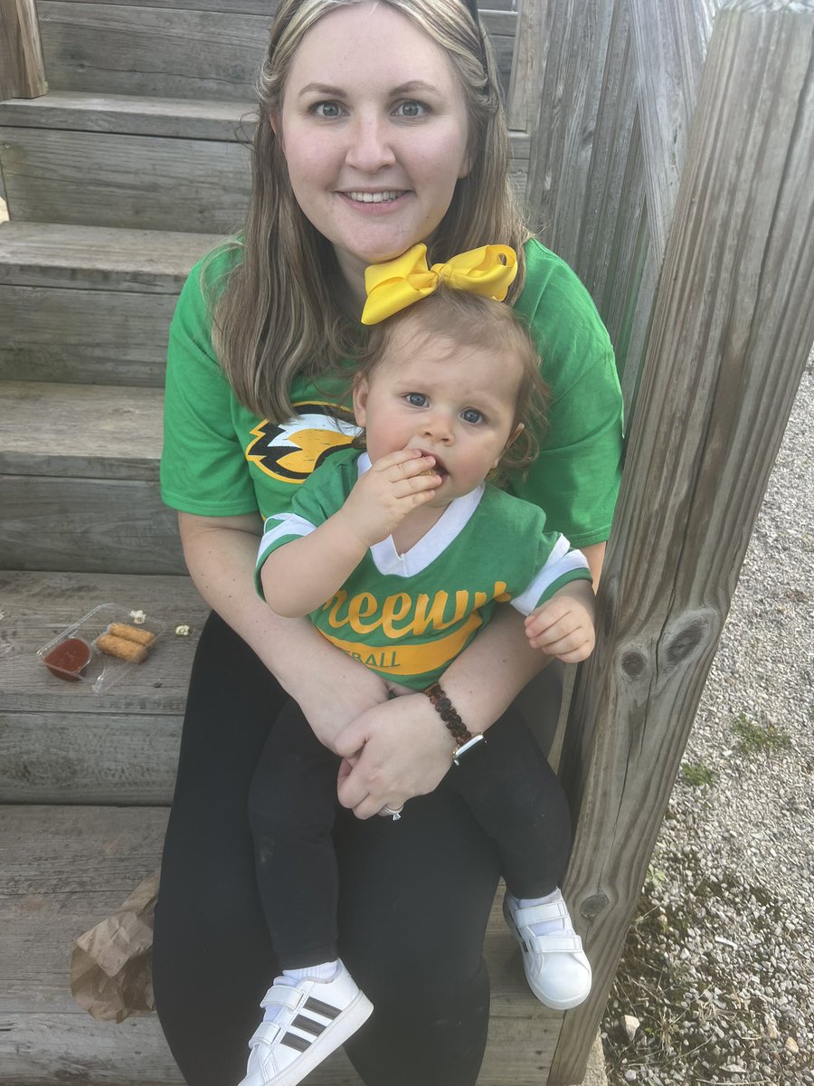 KamSlateGC's tweet photo. We kicked off our week by cheering on GC softball at tonight’s home opener. The littlest Greenslate really enjoyed the concession stand. 🍿🥎🌭 #GCOneForAll https://t.co/e2JHPnIrnK
