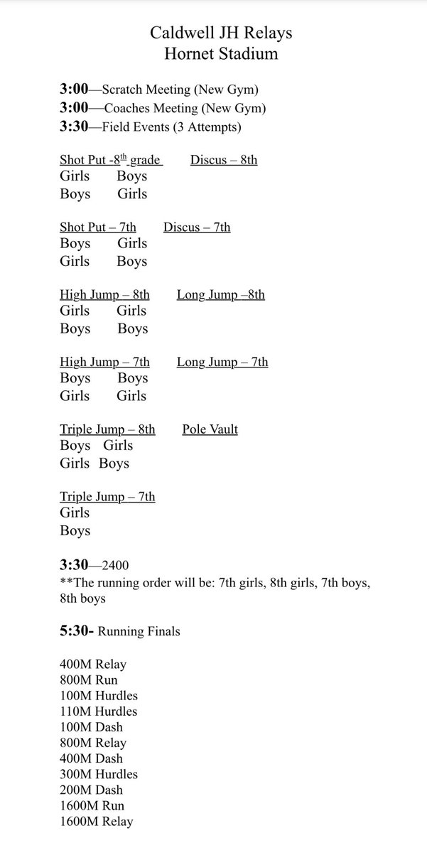 GirlsCjh's tweet photo. Caldwell Schedule of Events for Friday! https://t.co/jvBwGfOQhX