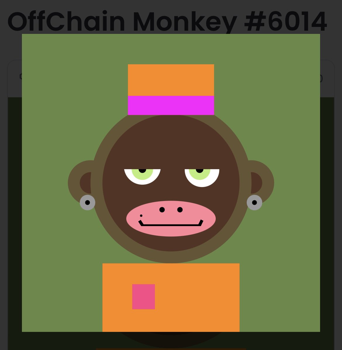 OCMGenSister's tweet photo. This monkey is clearly colorblind, but there is a certain @zimmetrydesigns to the design! Take care of your new monkey! Welcome to the Tribe! #OCMSIS #OffChainMonkey https://t.co/m3A8r1wWZ6 https://t.co/9lyUnLEVNR