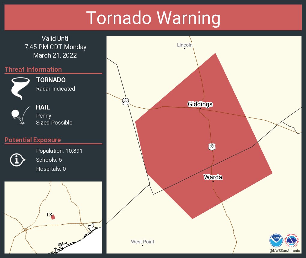 NWS Tornado on Twitter "Tornado Warning continues for Giddings TX