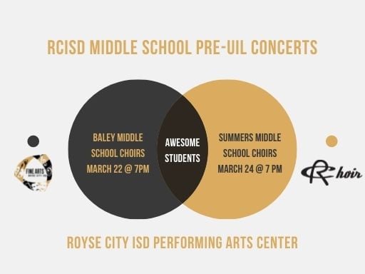 You have two chances to hear some middle school choirs perform this week. <a href="/OBMSbulldogs/">OBMS</a> choirs will perform Tuesday night. <a href="/BobbySummersMS/">Bobby Summers Middle School</a> choirs will perform Thursday night.
