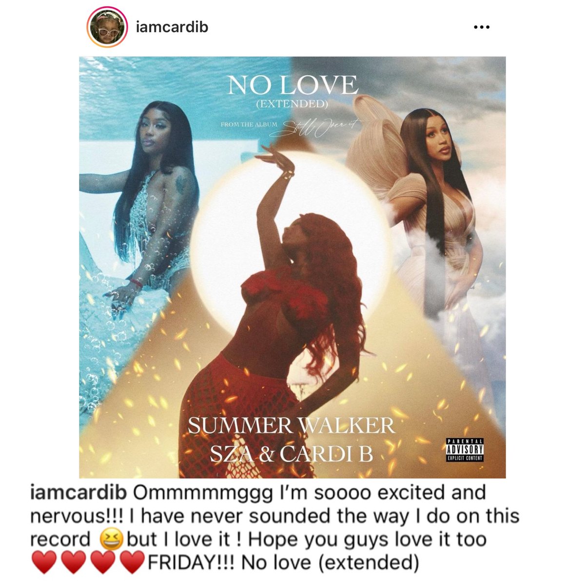 Power106LA's tweet image. Cardi B will join Summer Walker &amp;amp; SZA on the extended version of their track “No Love” 🔥👏🏽🔥 Y’all here for this?