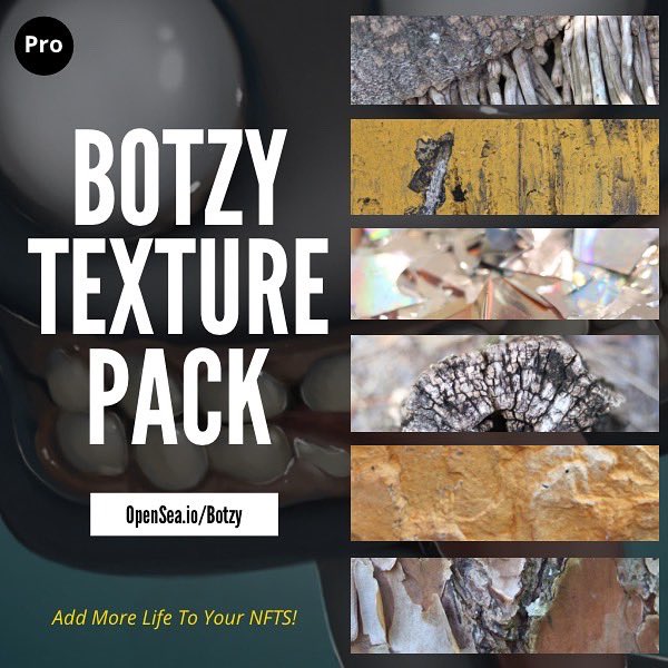 BotzyNfts's tweet photo. Botzy Dropped A NewPack, Over 150+ Textures To Add To Your NFT Art Creations. Make Your #nfts more appealing! #nft #nftart #NFTartists 

NO pressure, but it's worth it's weight in gold. Otherwise I wouldn't post it. 🤖💕🚀

https://t.co/L3ZAN8VCRH https://t.co/wiEpo2oQG1