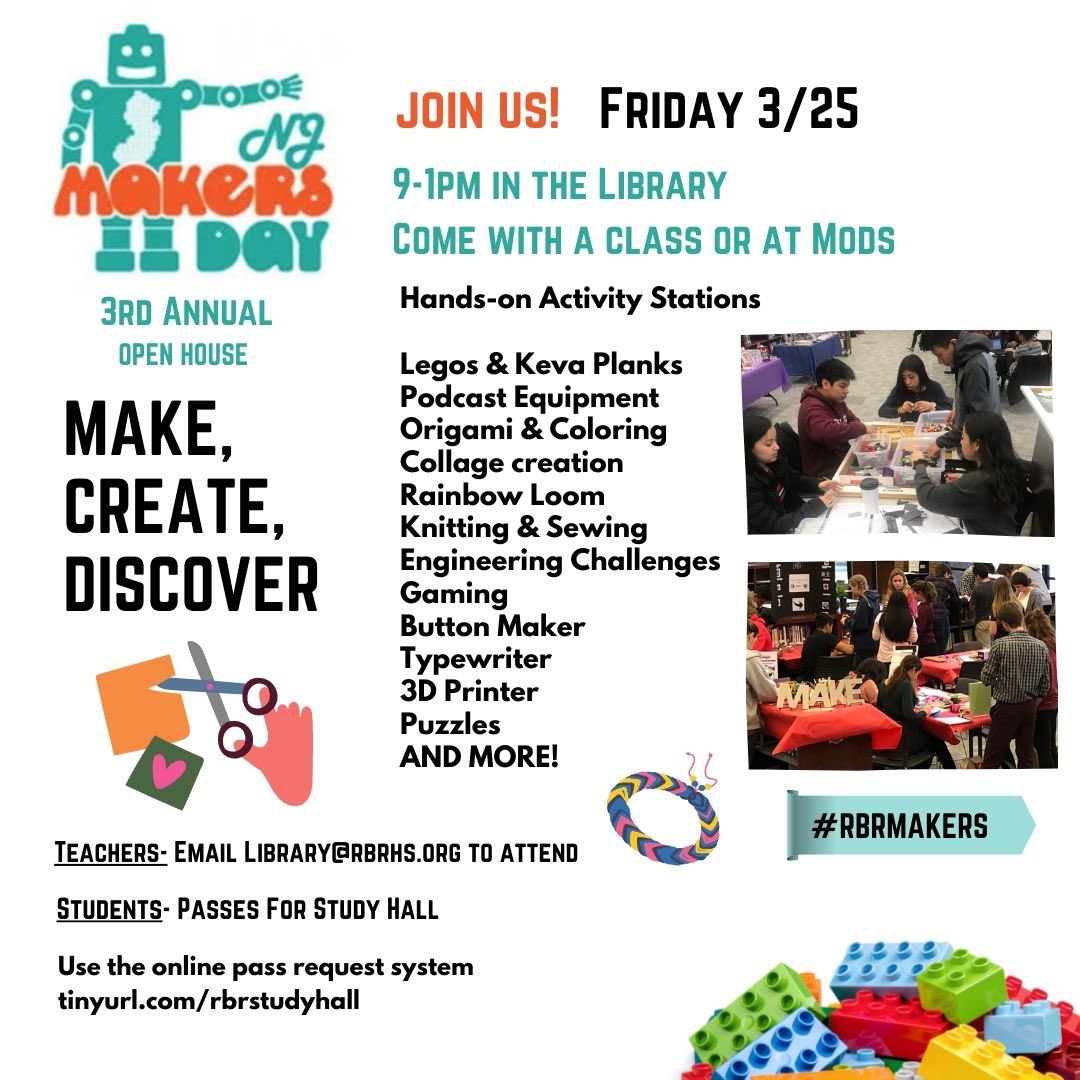 rbr_LibraryMC's tweet photo. Bucs, calling all makers! #rbrbucs #makersgonnamake #stem #WomenInSTEM #techandnotech https://t.co/JGPXeORvGd