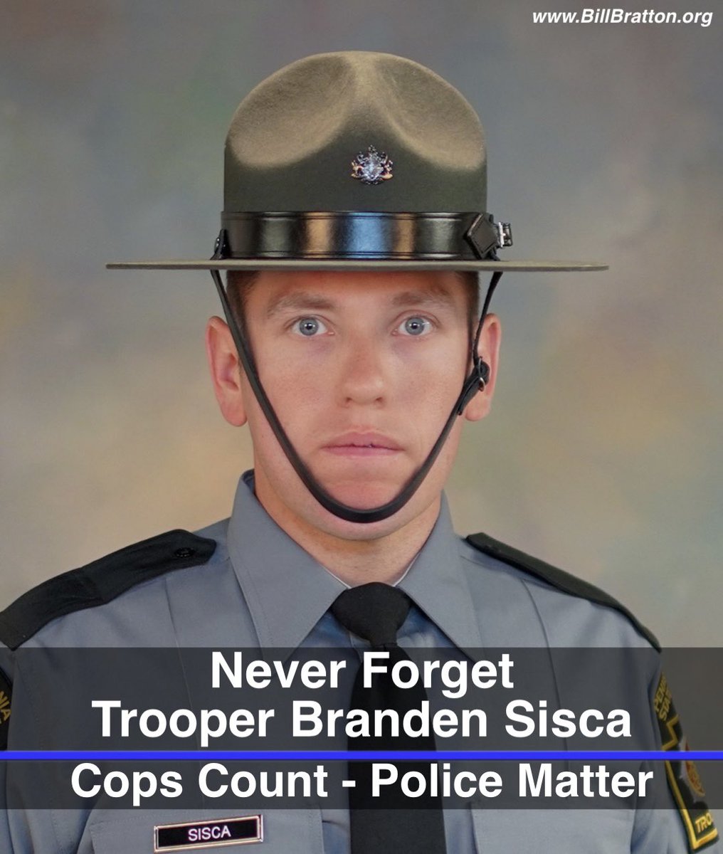 CommissBratton's tweet photo. .@PAStatePolice Troopers Martin Mack III and Branden Sisca were helping a man on highway in Pennsylvania when they were all fatally struck by a vehicle. The Troopers’ selfless service and ultimate sacrifice will be their legacies we’ll #NeverForget.
#CopsCountPoliceMatter https://t.co/5LEWkuUwIw