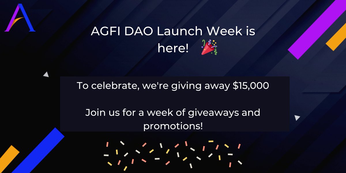 AGFI_Official's tweet image. $AGFI is building a truly decentralised #FaaS project that will be completely controlled by holders. Our DAO is launching next week!

You control investment strategies, treasury allocations and rewards distribution.

We're also giving away $15,000 to lucky buyers to celebrate!