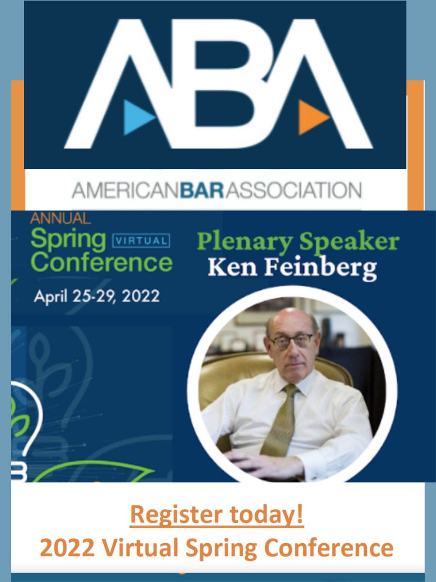 Early bird rate for the #ABA 2022 Virtual Dispute Resolution Conference ends March 30! Join us on April 25-29 to reunite with colleagues and hear from terrific speakers and industry leaders. Don't delay and register at web.cvent.com/event/217494af…
#DisputeResolution #ADR