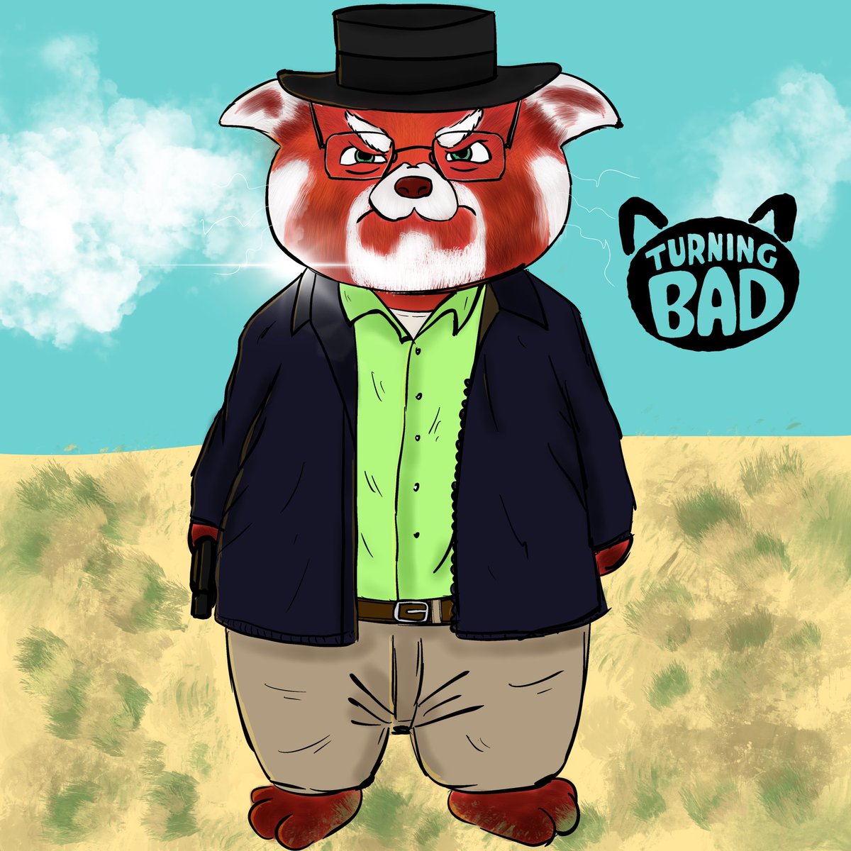 coolflame86's tweet image. A little fanart for 2 shows that I loved! #TurningRed #BreakingBad @BryanCranston @DisneyPixarIT @Pixar