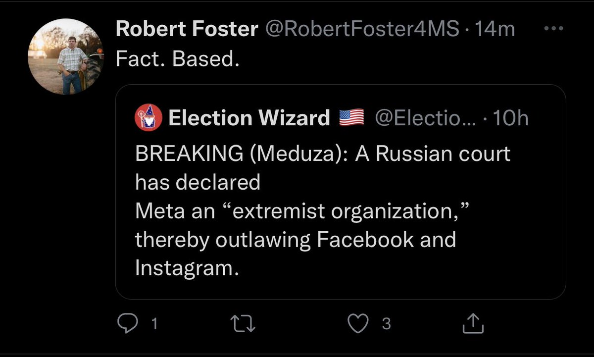 RobertFoster4MS's tweet photo. Bozo Bob and the Kremlin are probably right about this one. Facebook is a cesspool. The difference, between me and Bozo? One of us isn’t on FB.
#nutjob #wingnut #deleteFB https://t.co/KeBh1UDvXJ