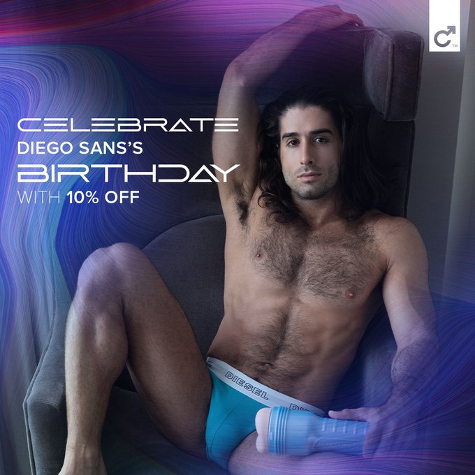 Celebrate the birthday of @diegosansporn all month long with 10% off his Fleshjack and dildo! Only at