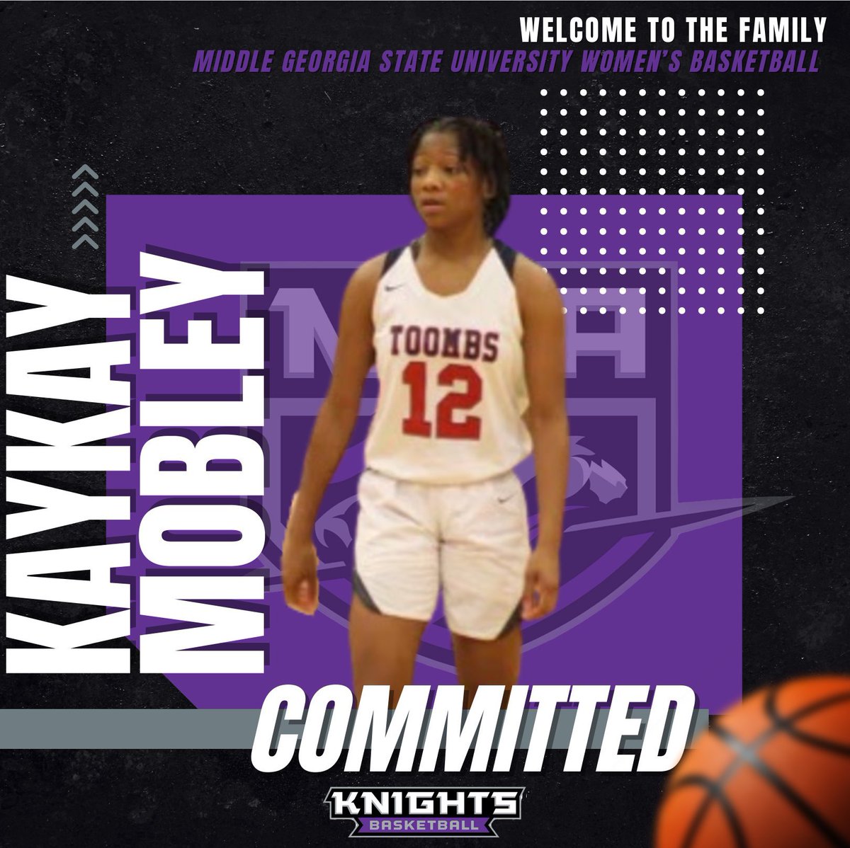 kay_baller14's tweet photo. First, I would like to thank God for this amazing chance! I like to thank my family, my coaches @GirlsToombs, and @MGAWBB. I am pleased to announce that I’ve committed to further my education and athletics at Middle Georgia State University! #GoKnights💜🖤 https://t.co/QE9etqir6d