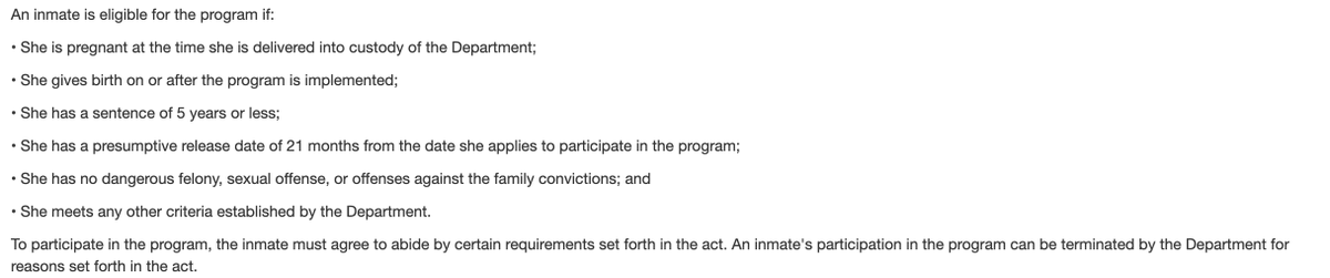 EmilyManleyTV's tweet photo. Now up in the Senate - @TonyForMissouri &amp; @hrehder's legislation requiring @MoCorrections to put a nursery inside one of the state's correctional facilities for women. A baby could stay with its mom up to 18 months. Here's how an inmate would be eligible for the program: 
#moleg https://t.co/vTLc2IZgAi