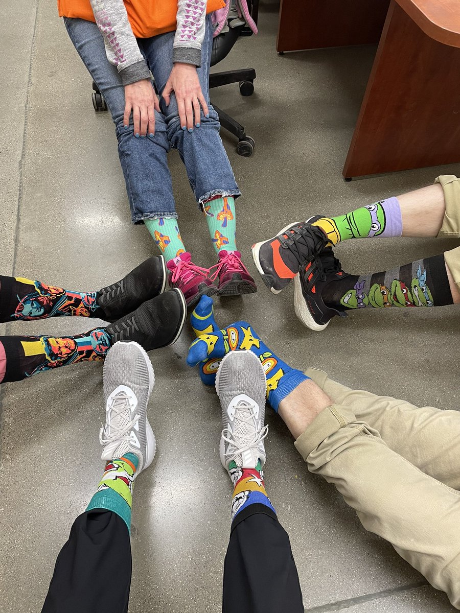 2017 adding some crazy socks to Spirit Week! I love my team. @NoblesvilleHD @RennierAsm1970 @Ryan05737690 @MystiHammes @JesseManring @LeaSmock @BPlantenberg