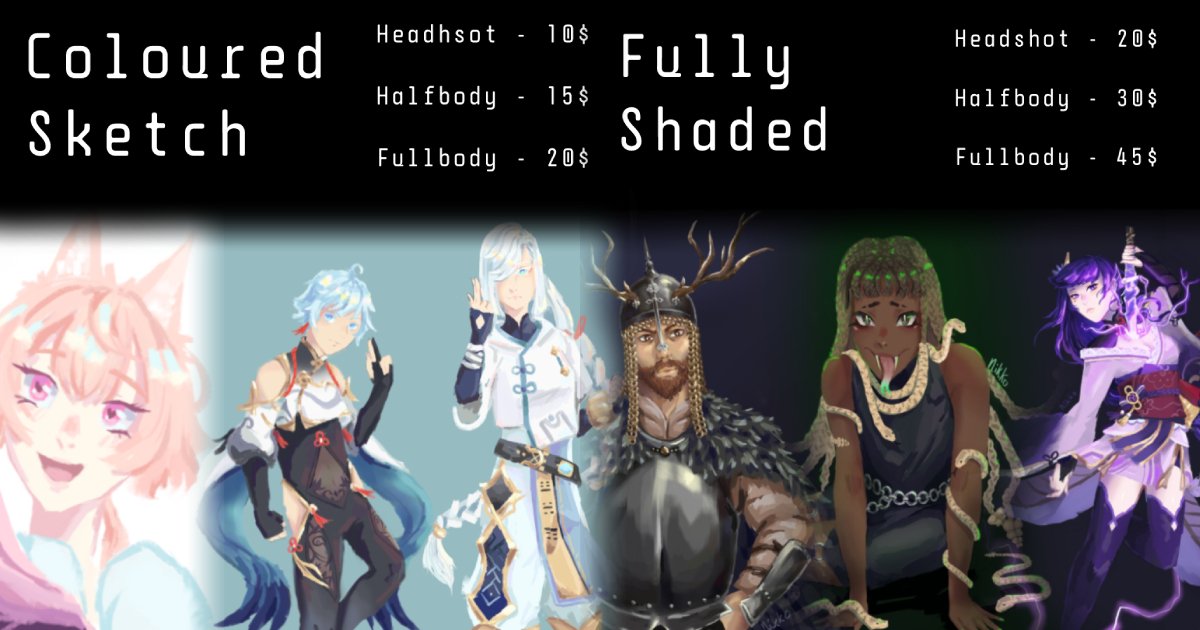 Nikko_m0n's tweet photo. [COMMISSIONS OPEN]

Even though I'm a small account, I decided to open up commissions!
✉ Please email me at nikkohallows@gmail.com or DM if you are interested. 

RTs are super appreciated!! 💕 https://t.co/vT8XvHHow9