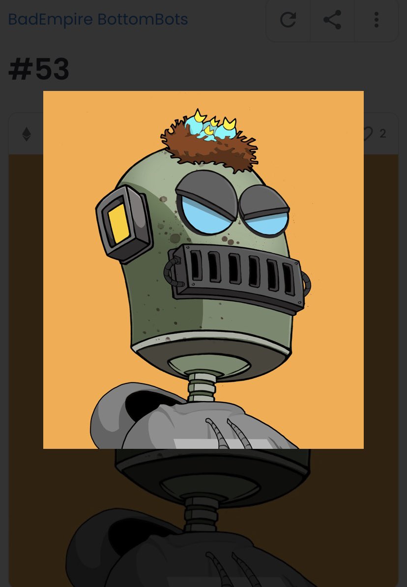 CoCoBang15's tweet photo. Build a Bot.
Build a Brand.
#BadEmpire #BottomBots available on #opensea
https://t.co/kfN2zTNHiU https://t.co/B4BVS2Eeua