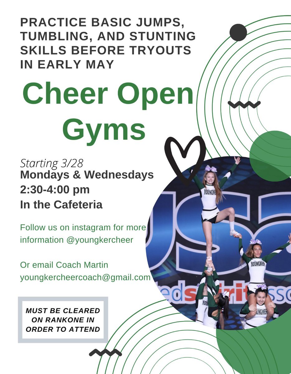 YoungkerCheer's tweet photo. Open Gym starts next week! https://t.co/ZUHH5q0aMN