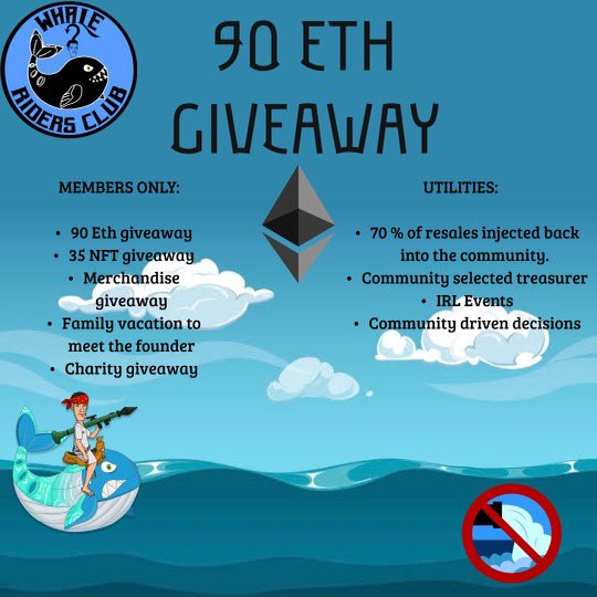 🎉 🎈 3 x NFT WL GIVEAWAY 🎈 🎉 
Teaming up with <a href="/TjisseNFT/">TJ</a> for another giveaway:

✅ follow <a href="/whaleridersclub/">Whale Riders Club 🐳 - MINTING NOW HURRY!!</a>
✅ like and RT
✅ tag 3 friends
72Hrs⏰
All NFT owners go in the massive during sale giveaways. Checkout our roadmap for more on our website.#NFTs #NFTGiveaways