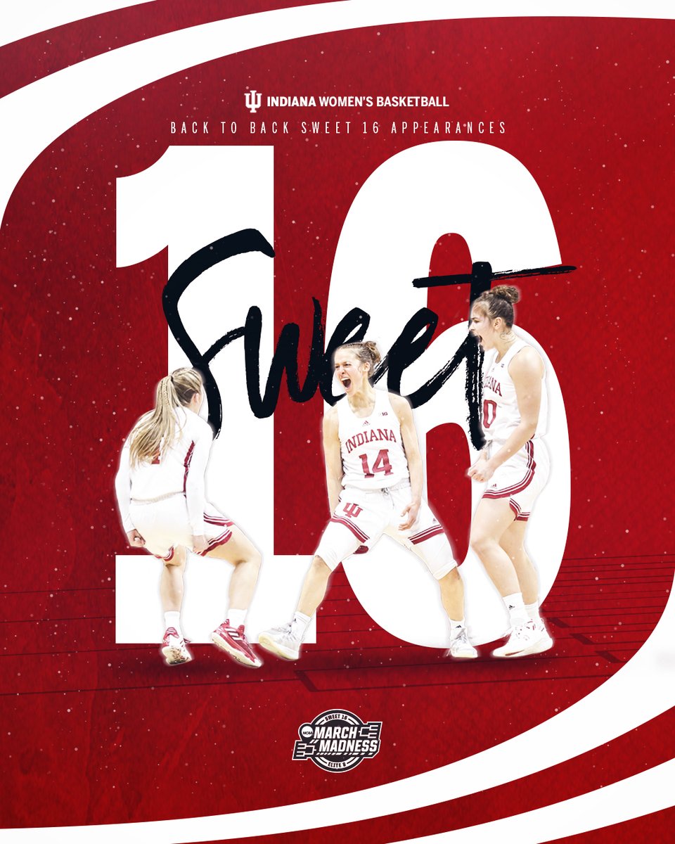 𝗛𝗢𝗪 𝗦𝗪𝗘𝗘𝗧 𝗜𝗧 𝗜𝗦 🍬

Back-to-back Sweet Sixteen appearances for #iuwbb!