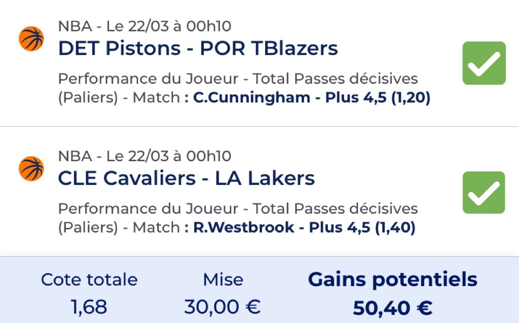 SknurtBetting's tweet photo. #TeamParieur #NBA #NBATwitter
✅ Ja. Green +1,5 3PM @ 1,66
✅ Cade/Garland 20 @ 1,72
✅ Cade/Westbrook 5P @ 1,68

Pas d’objectif de RT/FAV, voyons juste qui sont les vrais qui m’ont suivi cette nuit. En vous souhaitant une bonne semaine 👍❤️ https://t.co/g6wfjcmBjp