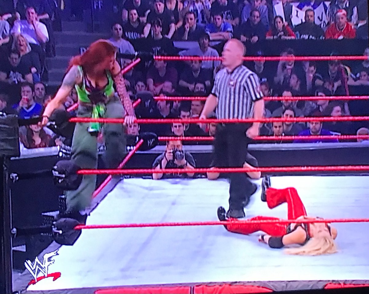 Lita defeats Trish Stratus, but gets jumped by Jazz after the match. Trish helps Lita before they are both attacked by the returning Ivory, who joins forces with Jazz. https://t.co/uqmDq5VpLA