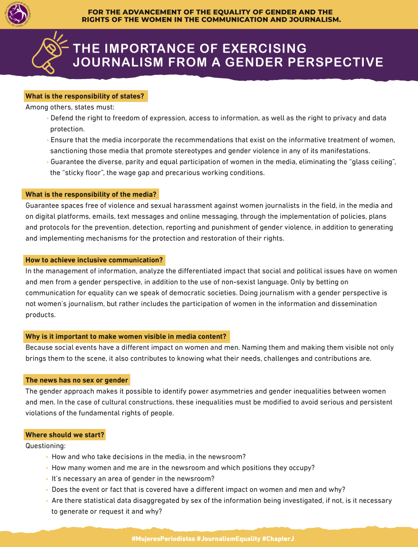 redpergenero's tweet photo. #Campaign #MujeresPeriodistas #JournalismEquality #ChapterJ
⚠️ Do you know why it is important to make women visible in the content of the media?
Here we tell you ➡️ https://t.co/pftbd1SZOZ https://t.co/lMswGIeFWQ