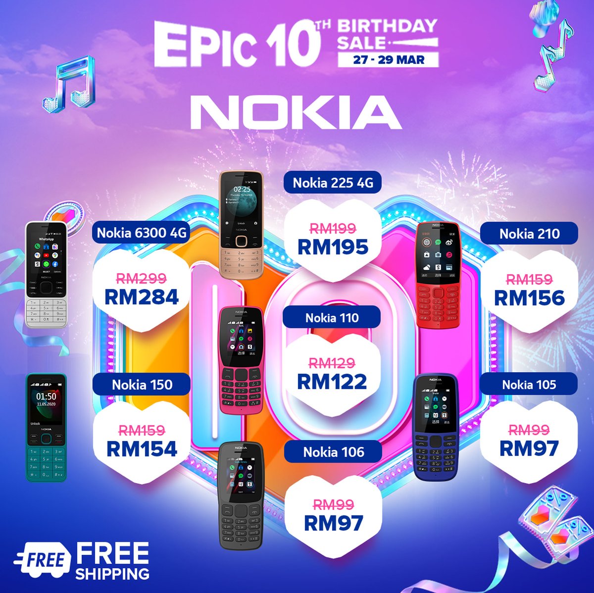 MacpieD's tweet photo. Happy Birthday Lazada! 🎈 Jangan ketinggalan Jualan Ulang Tahun Ke-10 Lazada Epic dari 27 hingga 29 Mac 2022! 😍 Nikmati promosi istimewa dan PENGHANTARAN PERCUMA 🚚 dari kami 🎉 

𝗪𝗵𝗲𝗿𝗲 𝘁𝗼 𝗯𝘂𝘆: 
➡️ https://t.co/O8diOxDsTv

#NokiaMobile 
#MacpieDistribution
#Lazada https://t.co/w2QwIh4Krs