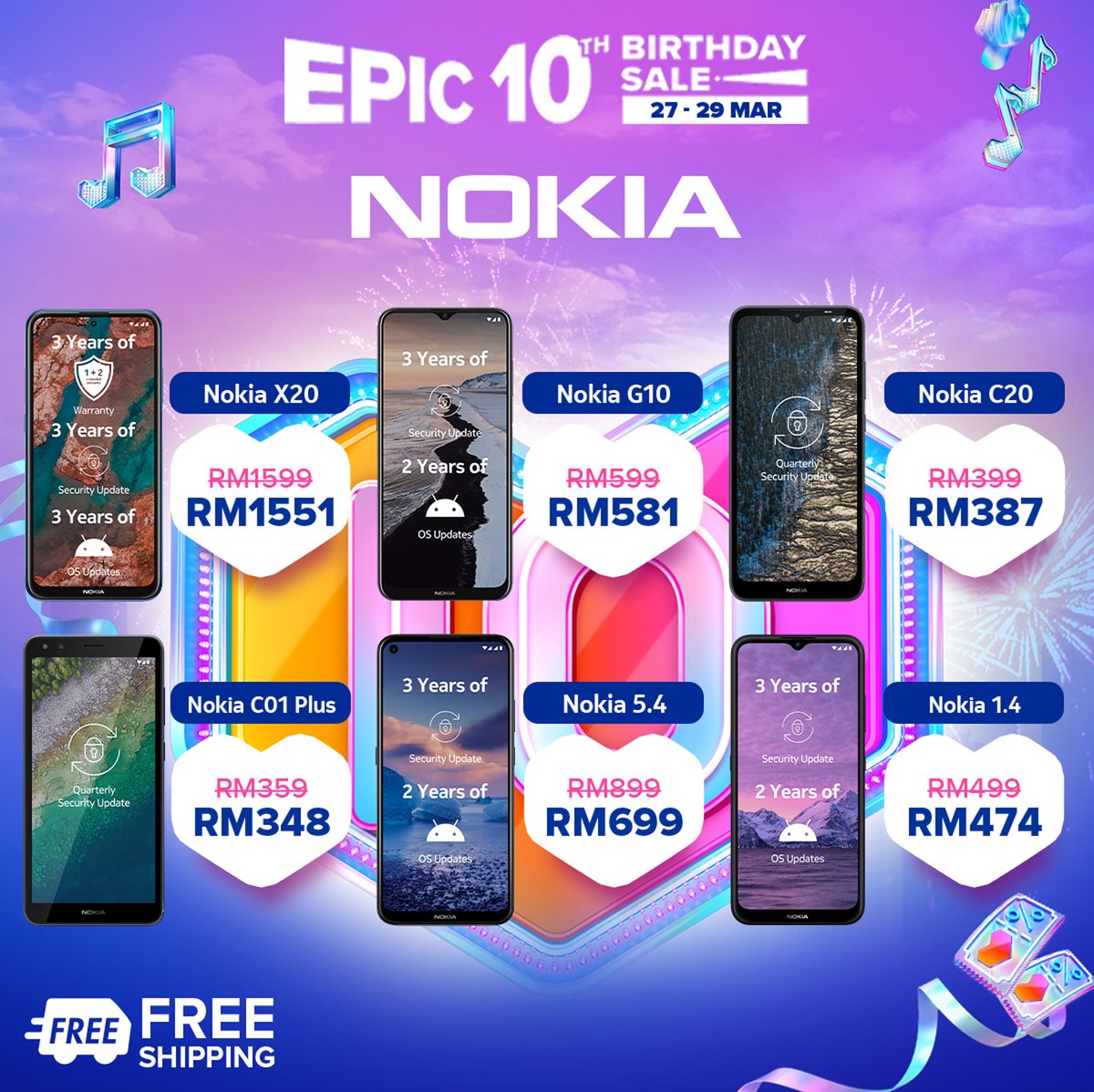 MacpieD's tweet photo. Happy Birthday Lazada! 🎈 Jangan ketinggalan Jualan Ulang Tahun Ke-10 Lazada Epic dari 27 hingga 29 Mac 2022! 😍 Nikmati promosi istimewa dan PENGHANTARAN PERCUMA 🚚 dari kami 🎉 

𝗪𝗵𝗲𝗿𝗲 𝘁𝗼 𝗯𝘂𝘆: 
➡️ https://t.co/O8diOxDsTv

#NokiaMobile 
#MacpieDistribution
#Lazada https://t.co/w2QwIh4Krs