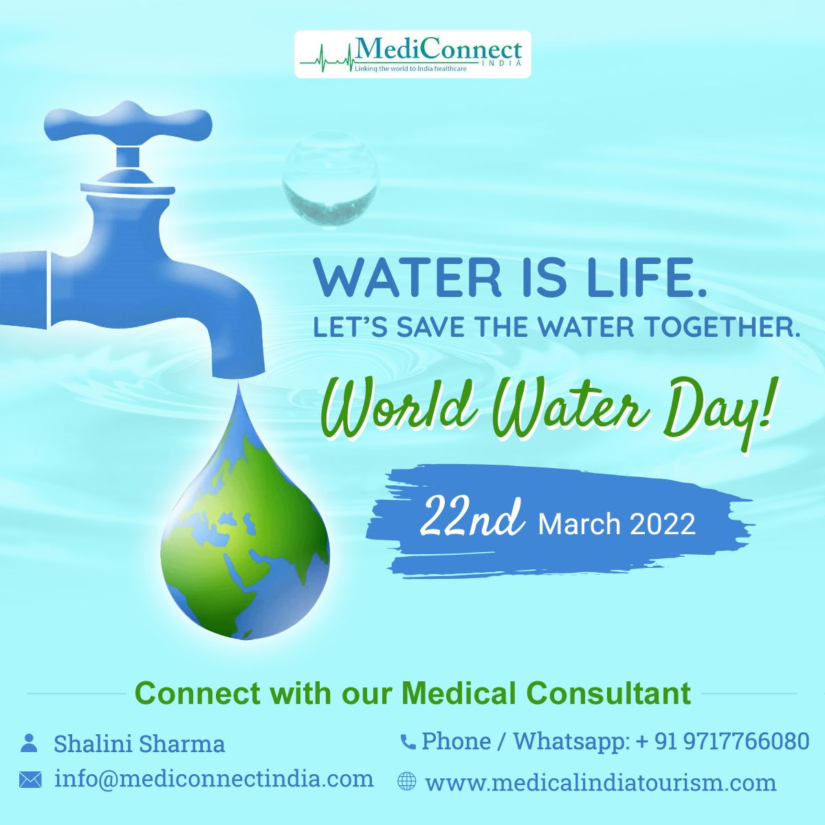mediconnectind's tweet photo. Around 2 billion people don't have access to basic sanitation. Preserve water Save human life.

Whatsapp📞: +91 9717766080  
📧Email us: info@mediconnectindia.com

#savewater #mediconnectIndia #medicalindiatoursim #worldwaterday2022 #health #savewatersavelife https://t.co/PtpJVhAEMC