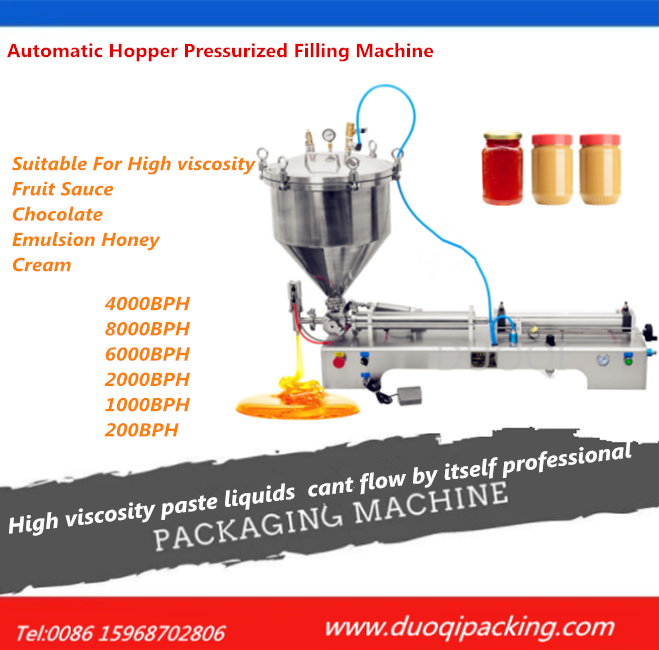Semi-Automatic Hot-Selling Hopper Pressurized Filling Machine Suitable For Fruit Sauce Chocolate Emulsion Honey

#Chilipack #saucepack #chocolatepack #creampack #creampackage #bottlefillingmachine