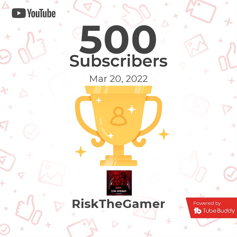 RisKGameR3's tweet photo. Wow, thank you so much everyone, I just hit 500 subscribers on YouTube! #500subs 
@YouTubeCreators @YouTube https://t.co/QZpl2rw2uZ