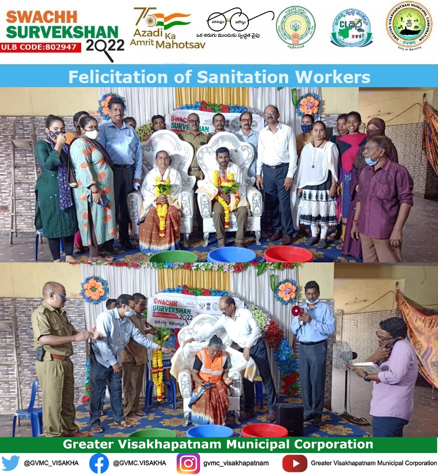 GVMC_VISAKHA's tweet photo. Awareness campaign to sensitize citizens on objectives of Swachh Survekshan 2022 and also felicitated sanitation workers in Ward 39, Zone 4.

#SwachhSurvekshan2022Visakhapatnam
#AzadikaAmritMahotsav
#SwachhSurvekshan2022
#AmritMahotsav
#GarbageFreeCites
#MyCleanIndia
#UGDSC2022 https://t.co/jgWKRoQAQc