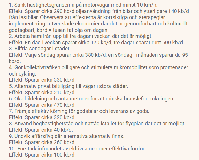 mattiasgoldmann's tweet photo. Vår regerings sätt att minska vår sårbarhet för oljeprisökningar är att... öka den genom sänkt pris på fossilt. 
Internationella Energiorganet IEA är betydligt smartare, deras tiopunktsprogram är lysande!
https://t.co/KqAuiFlOm0
@Dagens__PS https://t.co/6WpkD1FcGl