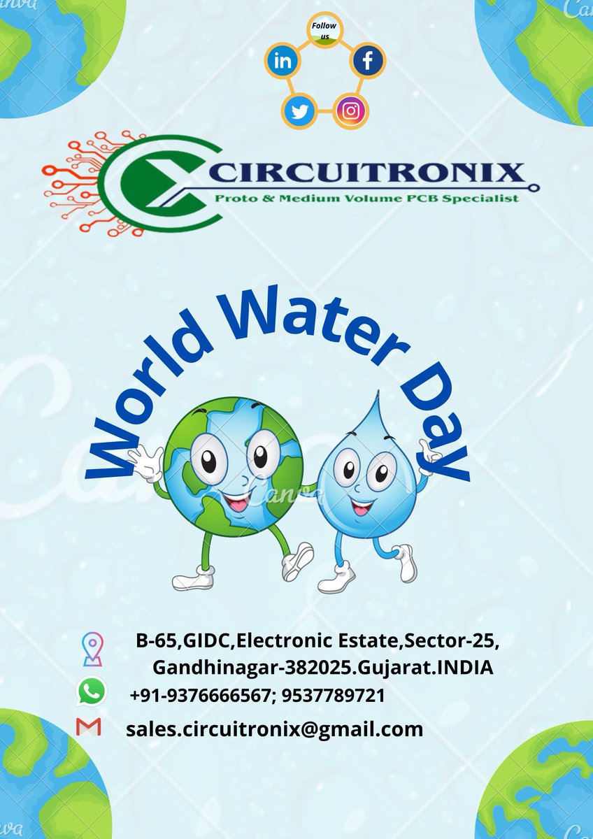 circuitronixpcb's tweet photo. Water is life. Save water save life. Life not only for humans but animals, birds, etc too- all living ones including trees. Green growth will fetch more water. Conserve water. Happy World Water Day! https://t.co/MiULH7Mf7K