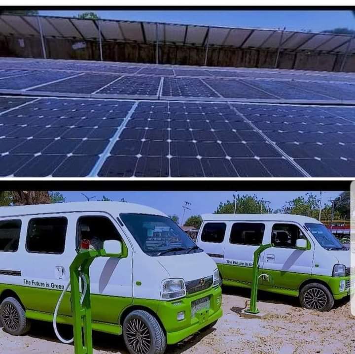 OvieNews's tweet image. Nigerian genius in Borno , Mustapha Gajibo ,continues to convert fuel-run cars into complete-electric vehicles that use solar power after being fully charged for 35 minutes at charging platforms. Tricycle and public bus operators are bringing out their vehicles for conversion.