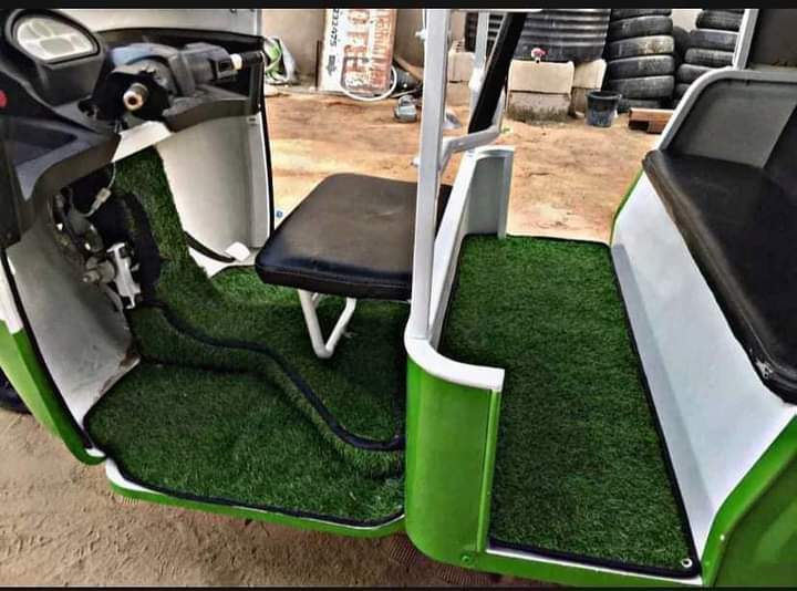 OvieNews's tweet image. Nigerian genius in Borno , Mustapha Gajibo ,continues to convert fuel-run cars into complete-electric vehicles that use solar power after being fully charged for 35 minutes at charging platforms. Tricycle and public bus operators are bringing out their vehicles for conversion.