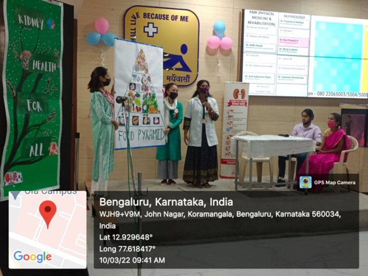 StJohns_Blr's tweet photo. #EducationalProgram organized by #SJCON GNM students at #SJMCH OPD on March 10th #WorldKidneyDay
#HealthEducation centered on theme ‘Kidney Health for All-Bridge the Knowledge gap to better kidney care'.
Dr. Prashanth Kedlaya #HOD #Nephrology was #ChiefGuest addressed auidence. https://t.co/uQnlxwQbYk