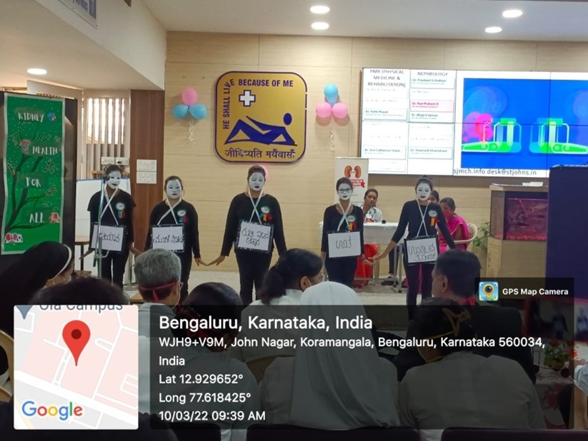 StJohns_Blr's tweet photo. #EducationalProgram organized by #SJCON GNM students at #SJMCH OPD on March 10th #WorldKidneyDay
#HealthEducation centered on theme ‘Kidney Health for All-Bridge the Knowledge gap to better kidney care'.
Dr. Prashanth Kedlaya #HOD #Nephrology was #ChiefGuest addressed auidence. https://t.co/uQnlxwQbYk