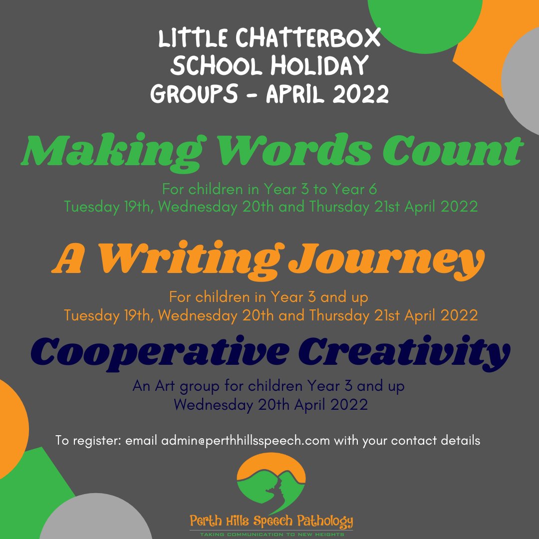 DiPHSP's tweet photo. We are so excited to be hosting another series of Little Chatterbox School Holiday Groups.
All groups are advertised on FB - https://t.co/aASkoO7mqz and click on events.

Share and join - these are fun and exciting times. https://t.co/Xxtdhp8Zxt