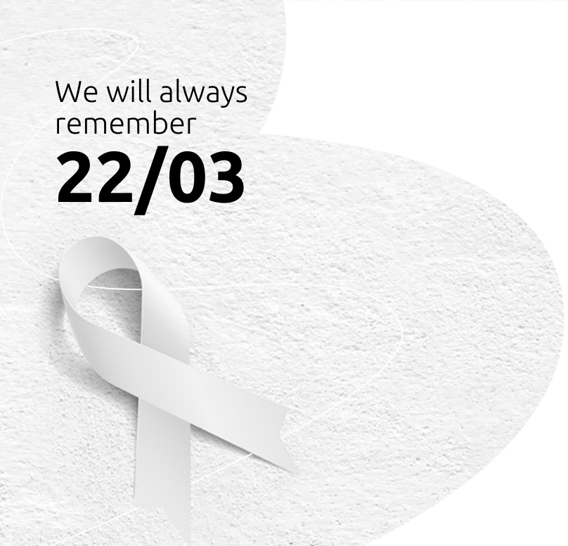 BrusselsAirport's tweet photo. We will always remember. Today, our thoughts go out to the victims of the 22 March 2016 attacks, their families &amp; friends. #remembrance #brusselsairport https://t.co/JFfzaOor4e