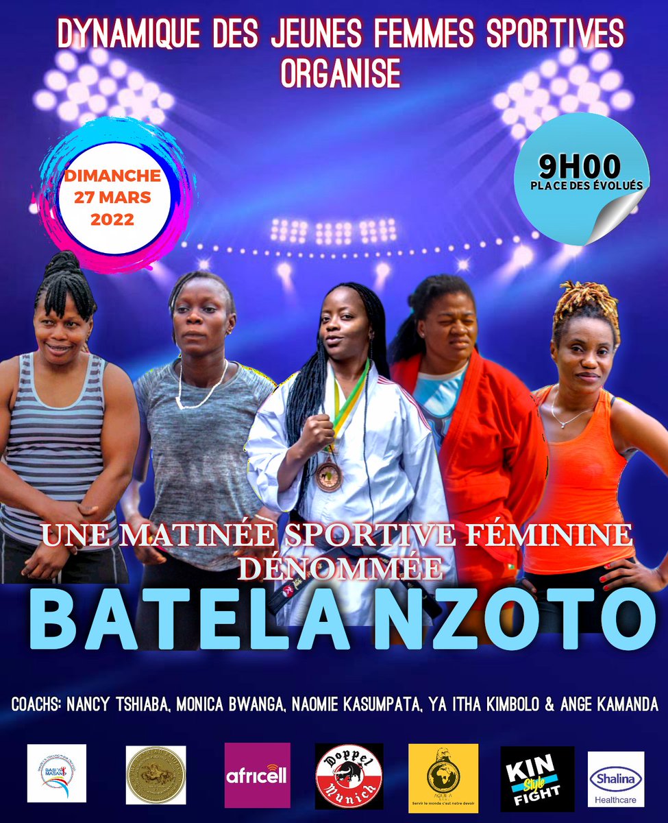 C'est déjà pour ce dimanche 💪💪💪💪 ensemble faisons la promotion des sports féminins 💪💪💪💓 <a href="/dynamiquejfs/">Dynamique des Jeunes Femmes Sportives</a> <a href="/DNyamugabo/">Deborah Nyamugabo</a> <a href="/annytenga/">ANNY  T. MODI</a> <a href="/TotoshMuya/">Totosh MUYA</a>  <a href="/GloriaMbuya4/">Gloria Mbuya</a> <a href="/ChristelleVuan1/">Christelle Vuanga</a> <a href="/Ngwanzaruth1/">Ruth-Paola Ngwanza RN</a>