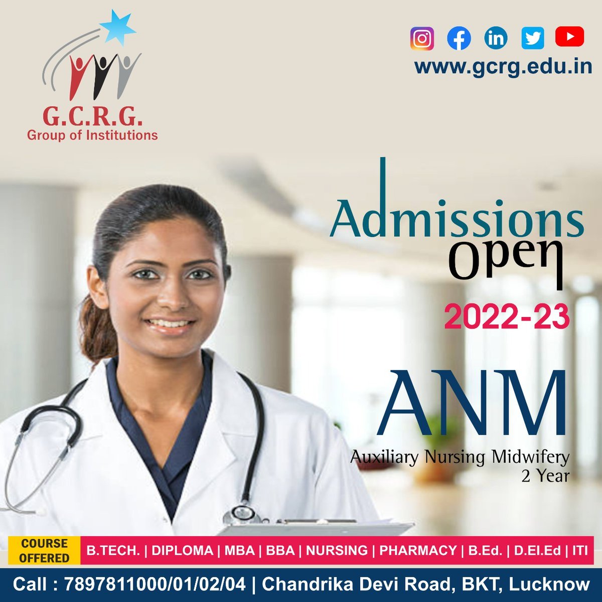 GcrgGroup's tweet photo. Auxiliary Nursing Midwifery commonly known as #ANM, is a village-level female health worker in India who is known as the first contact person between the community and the health services.
Admissions Open for 2022-23
Apply Now
https://t.co/2EVBVWFR8B
#GCRG #Nursing #anmcourse https://t.co/FOJ2RzLs7i
