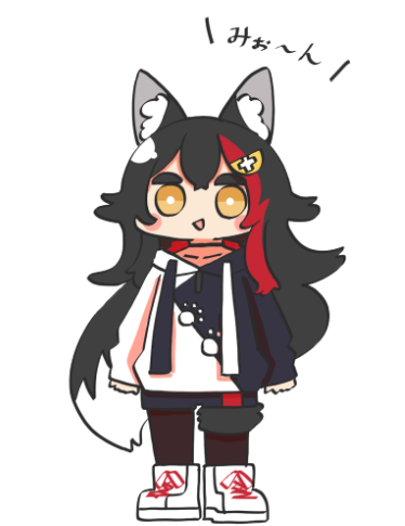 ookami mio 1girl animal ears solo wolf ears tail black hair wolf tail  illustration images