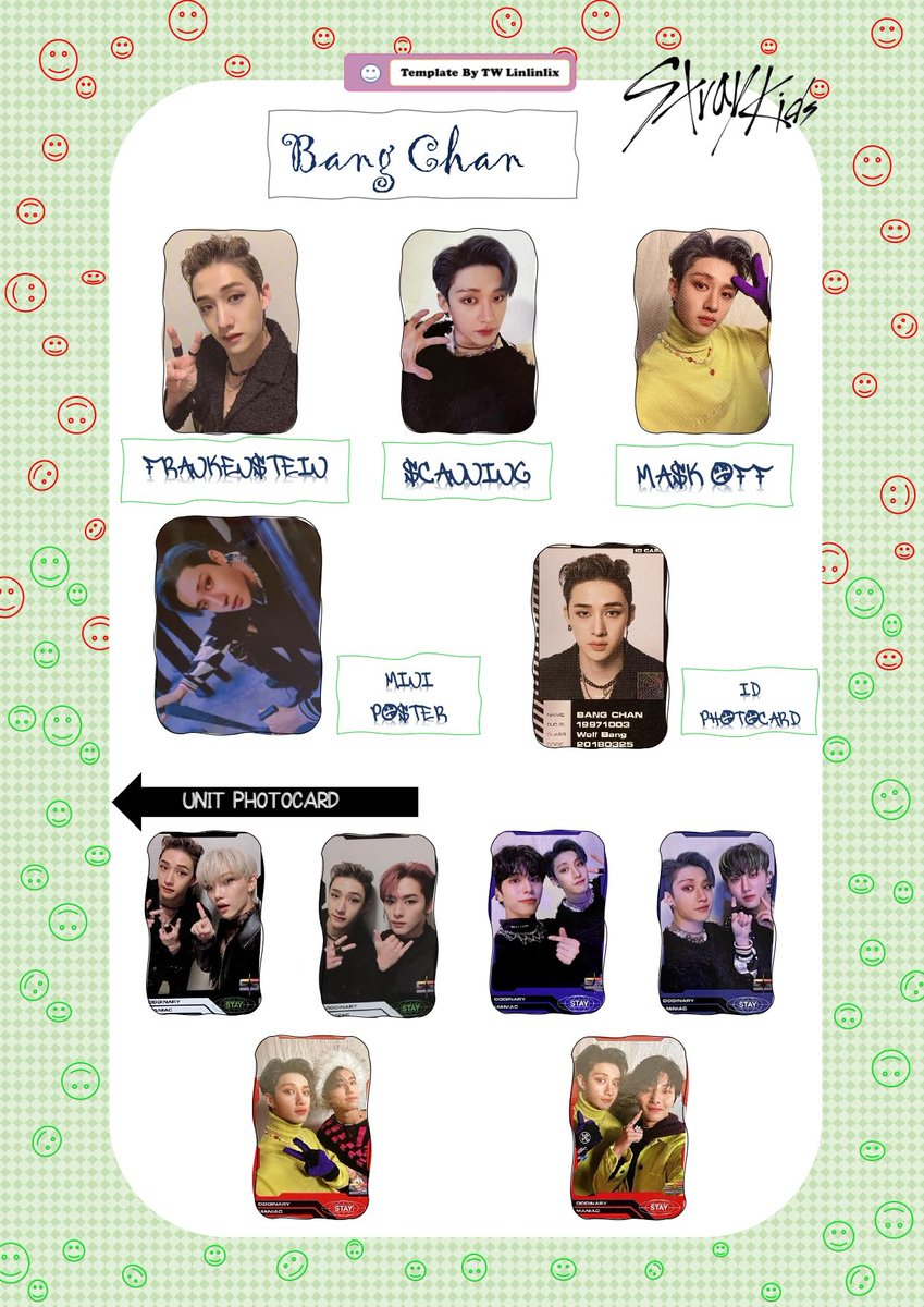 linlinlixx's tweet photo. STRAY KIDS template / Whislist  photocard  (álbum photocards)  oddinary photocard / pc

●1/8
●•°•°[ Bang Chan ] °•°•● https://t.co/5OCfOtMize