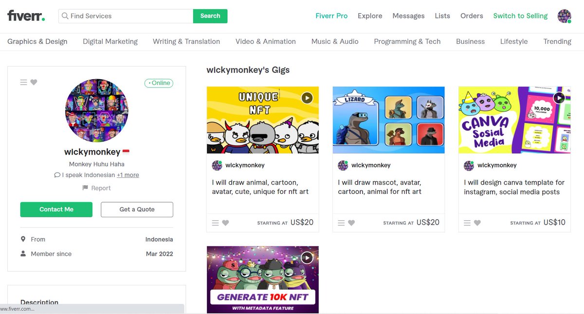 WickyMonkey's tweet photo. Now Wicky Monkey has started to open services in Fiverr, what do you want to know?😌

Come visit our Fiverr page 
✅https://t.co/RaPpw93JR5

#wickymonkey #NFTCommunity #nftcollector #NFTs #NFTCollection #tezosnfts #tezos #cleanNFTs #Fiverr https://t.co/eTZqzS4cdN