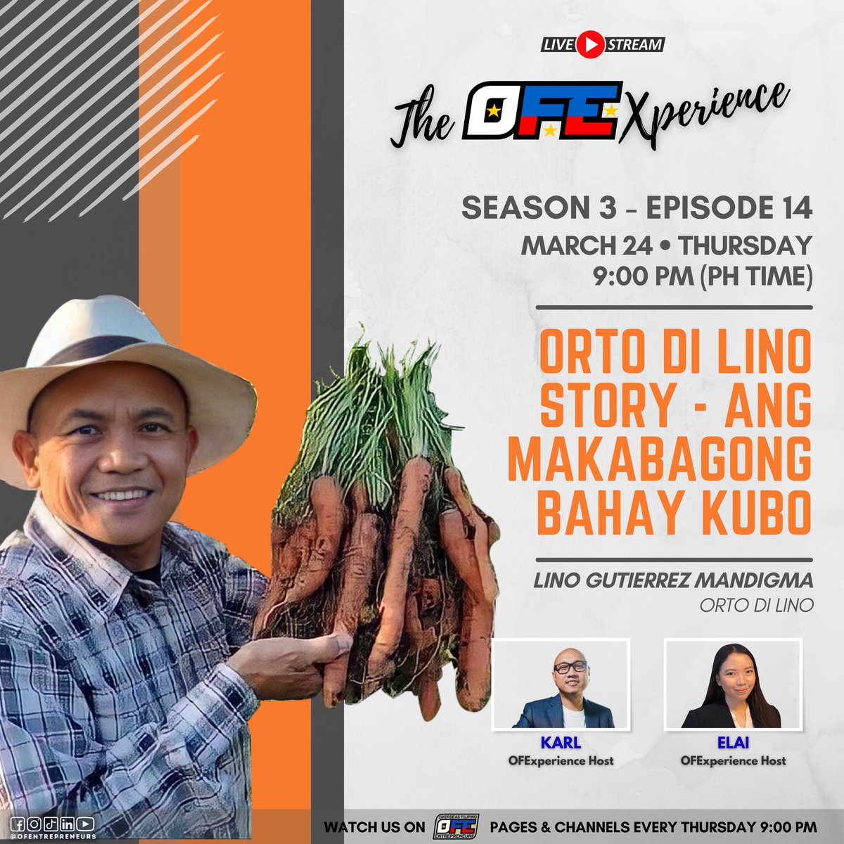 ofentrepreneur1's tweet photo. Hello mga Ka-OFE! 

Tara, sabay-sabay nating alamin ang sikreto sa success ng munting Bahay Kubo ng isang masipag at inspiring na domestic helper.

You can catch us
Facebook - https://t.co/aD7gzanFJz
YouTube - https://t.co/3UifXhTQ0K #OFE 

#OFExperience #BahayKubo https://t.co/ZU96muvD3T
