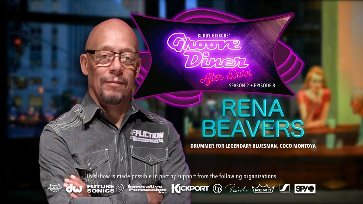 Just 60 min til SHOWTIME! Pull up a seat, tell some friends &amp; we’ll see you for Episode 8 tonight LIVE with Rena Beavers, drummer for #blues legend #cocomontoya <a href="/TrishWhiteblues/">Trish W</a>! 🥁 
Midnight ET, 9pm PT

linktr.ee/GrooveDinerAft…

#drum #drums #drummer #drummers #drumfam #musician
